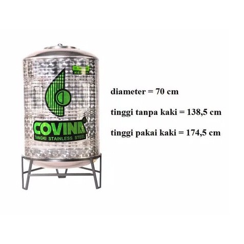 Tangki Air / Tandon Toren Stainless merk Covina tipe CT-500 BK