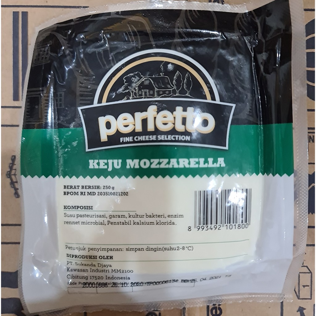 

mozzarella PERFETTO 250gram / keju mozarella 250 gram vacuum mozarela slice