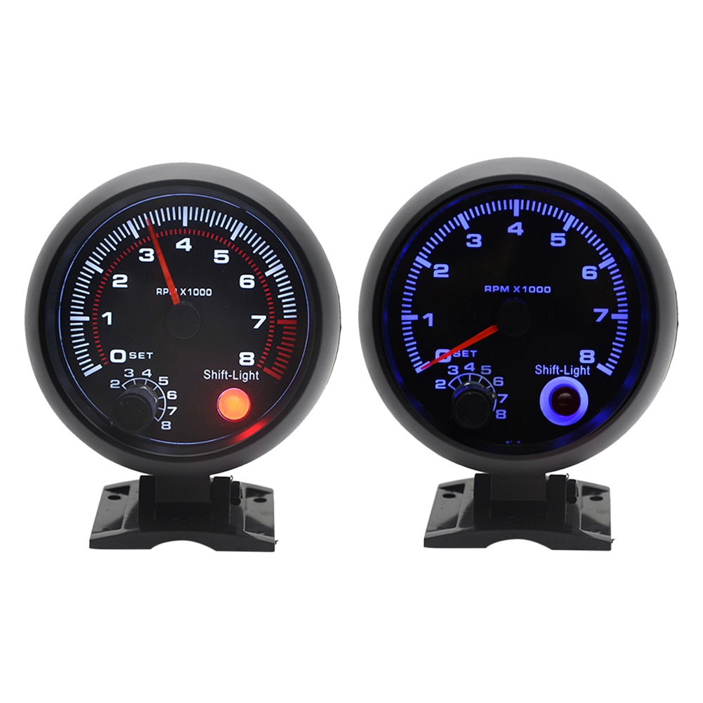 Tachometer Mobil Universal Warna Hitam Ukuran 3.75 &quot; 12V 0-8000 RPM Takometer Mobil Type R