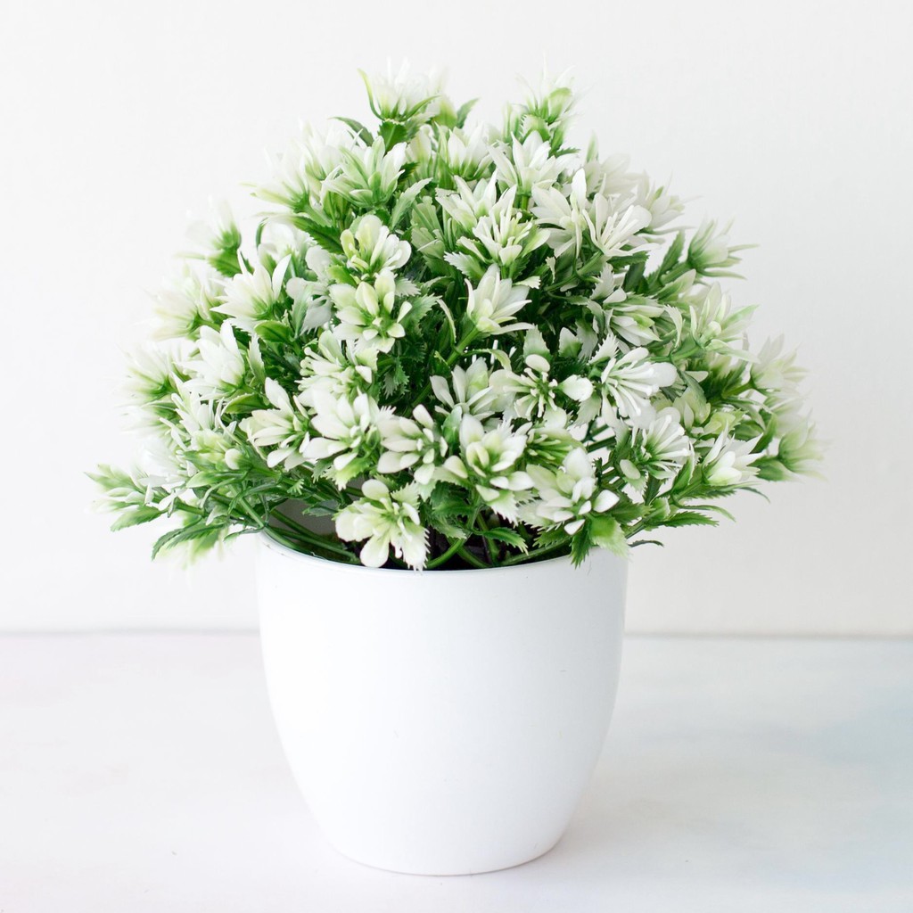 BOS236 Bunga Plastik / Pajangan Bunga Artifisial-Putih