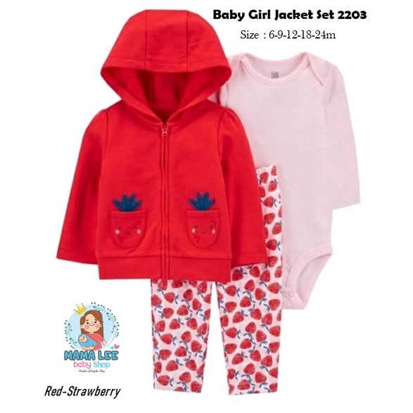 JACKET SET 3 IN 1 JC01  / BABY JACKET / JAKET BAYI / PAKAIAN BAYI JUMPER GIRL-2