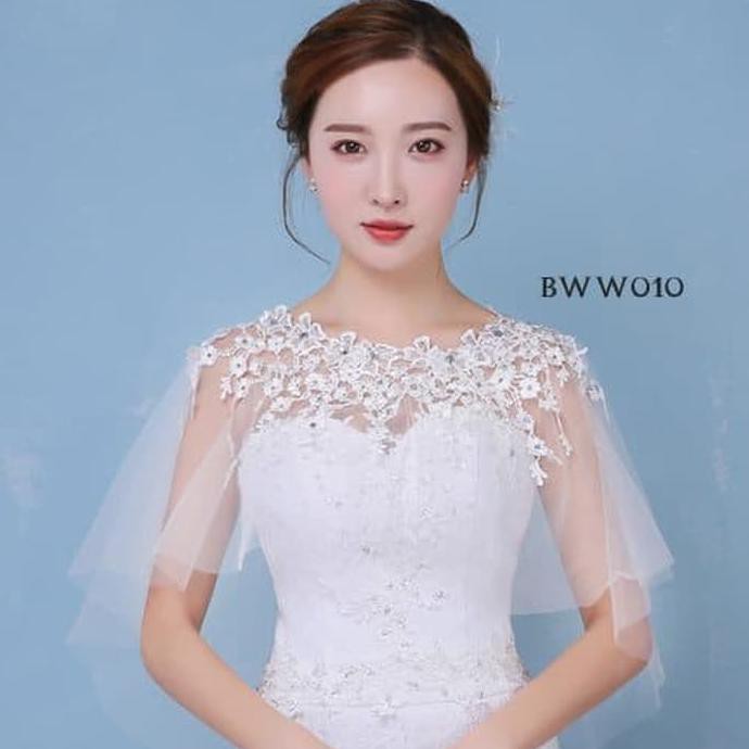 Produk Unggulan Aksesoris Bolero Pesta Wedding Lace Korea Putih