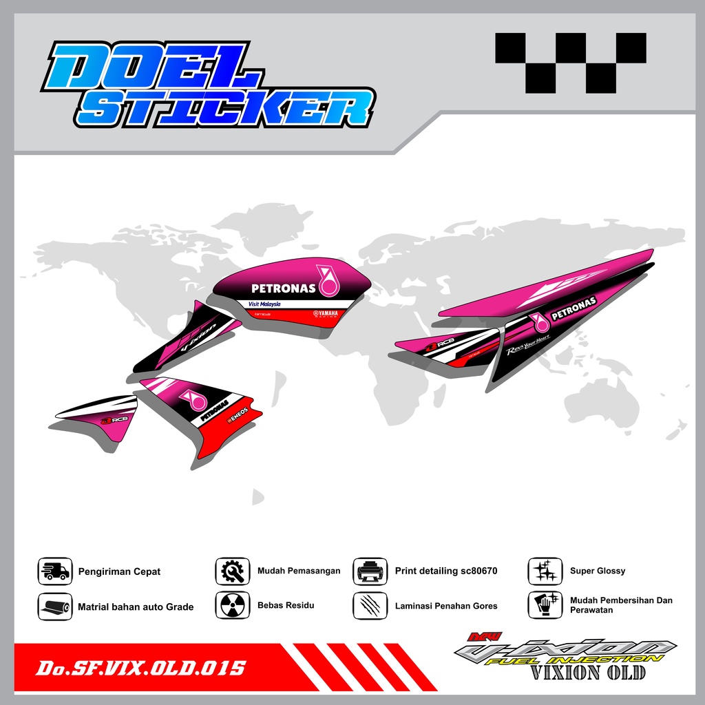 STICKER STRIPING VIXION OLD LAMA - STICKER STRIPING VIXION OLD LAMA 2008-2012 VARIASI HOLOGRAM/PELANGI , CROME DOEL 015