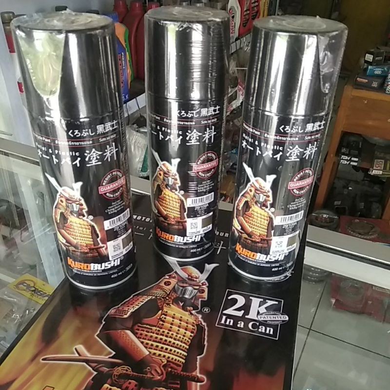 pilok cat semprot samurai warna black metalik hitam bening