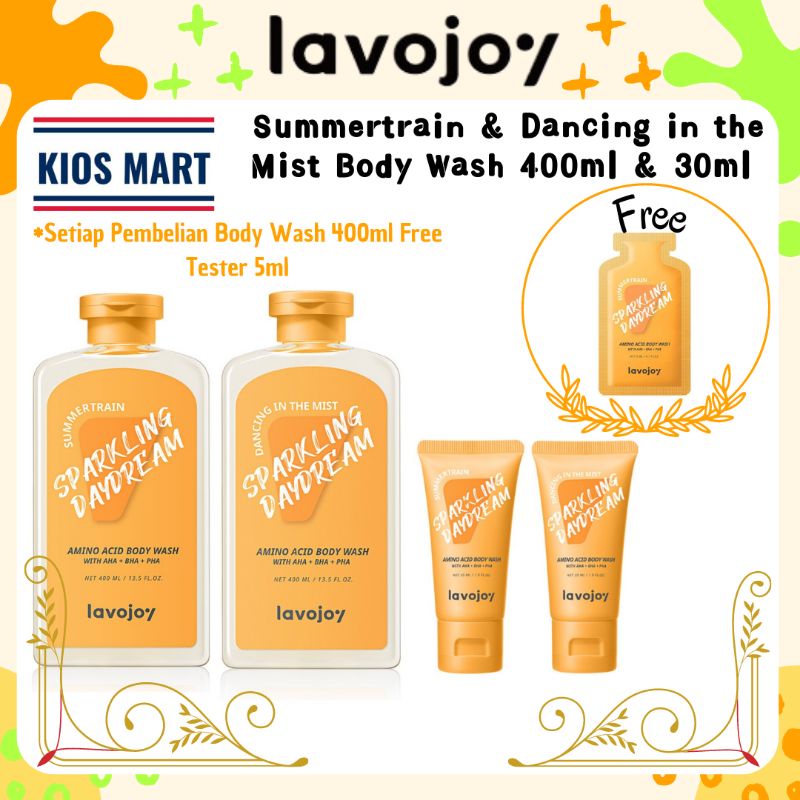 LVJ Lavojoy Sparkling Daydream Body Wash Dancing In The Mist | Summertrain | 400ml &amp; 30ml | Sabun Mandi