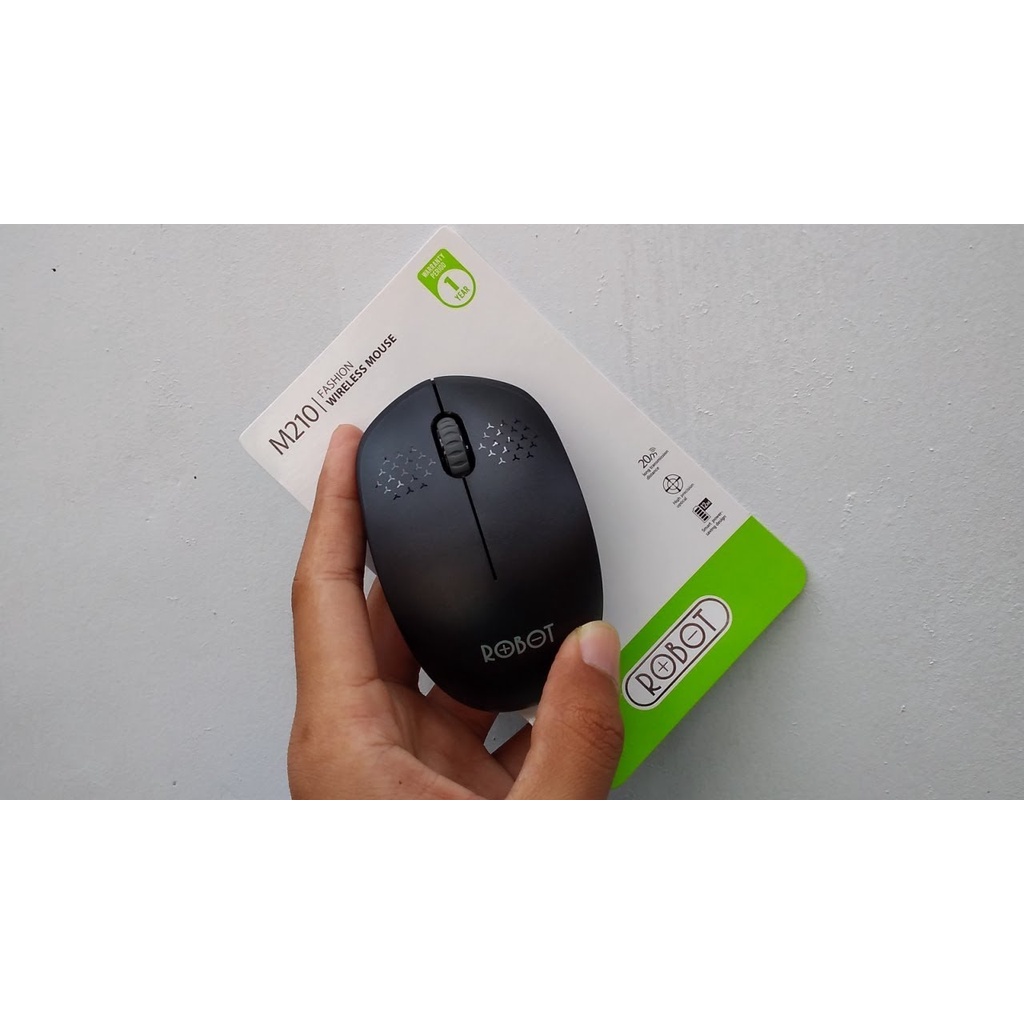 WIRELESS OPTICAL MOUSE ROBOT M210 USB ORIGINAL GARANSI RESMI 1 TAHUN