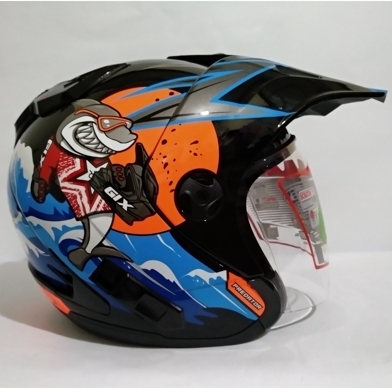 HELM  SHEL  ADV  PREDATOR    BLACK  ORANGE  FLUO   SEMI CROSS  SNI