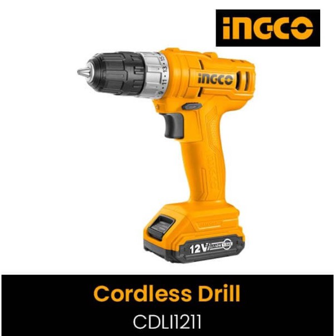 Mesin Bor Baterai Cordless 12V Lithium INGCO CDLI1211