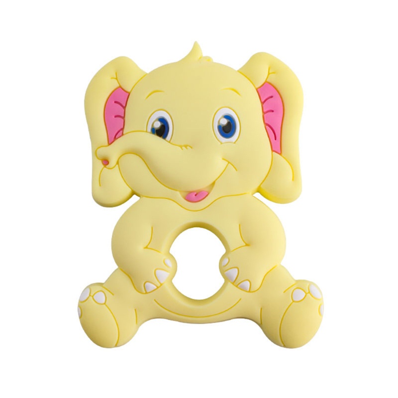 Mary Mainan Teether Bentuk Gajah Kartun Bahan Silikon Untuk Bayi