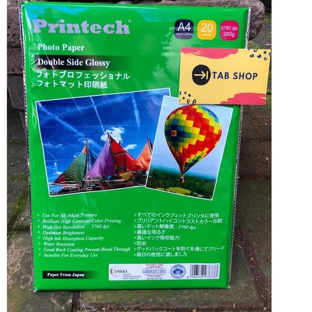 

(kode-770) PRINTECH DOUBLE SIDE GLOSSY A4 260 GSM ..