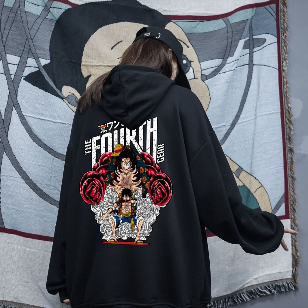 BISA COD!!! Jaket Hoodie Bertudung Anime One Piece Luffy Gear 4 Manga Jepang Pria Wanita Unisex