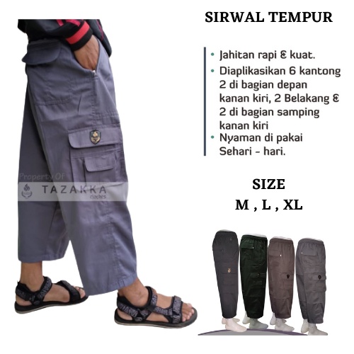Celana Cingkrang Sirwal Tempur Dewasa Katun Drill Tebal Syar'ie Trendy Tazakka_Clothes Size M,L, XL 