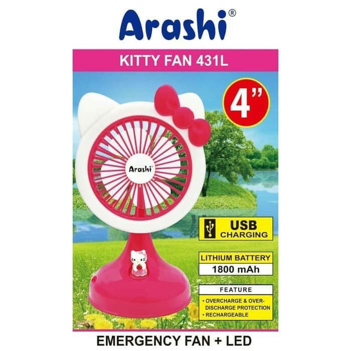 Kipas Angin Portabel / Lampu Emergency Arashi 4&quot;inch Model Kitty Fan 4