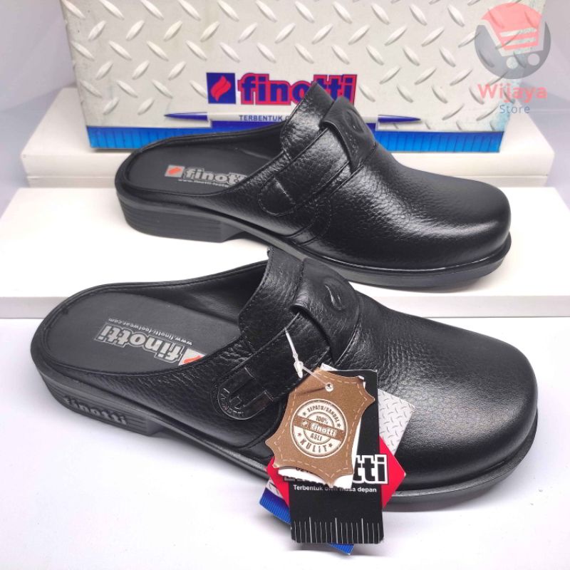 Sandal Pria Finotti B502 Sepatu Sendal Kulit Asli Slop Formal Finotti Original untuk Pria Laki-Laki
