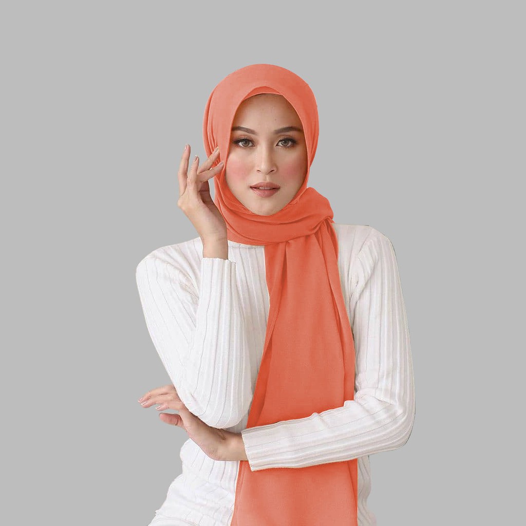 HIJAB PASHMINA DIAMOND CREPE / SABYAN JAHIT TEPI PASMINA JILBAB KERUDUNG POLOS MUSLIM - YELONIX