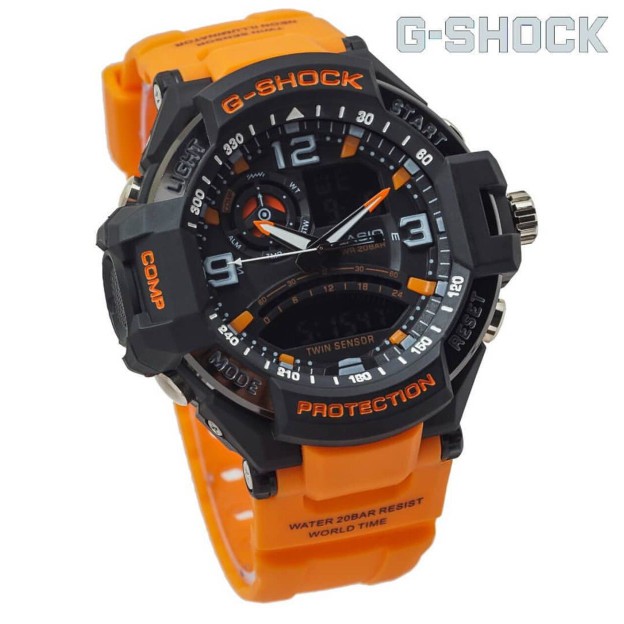 MURAH MERIAH G SHOCK GA 1000 GSHOCK GA1000 PESAWAT TALI OREN   Orange Berkualitas