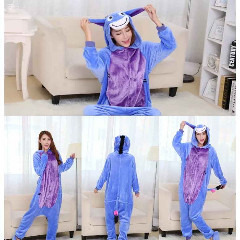 BAJU ONESIE EEYORE WINNIE THE POOH KELEDAI KOSTUM COSPLAY PIYAMA