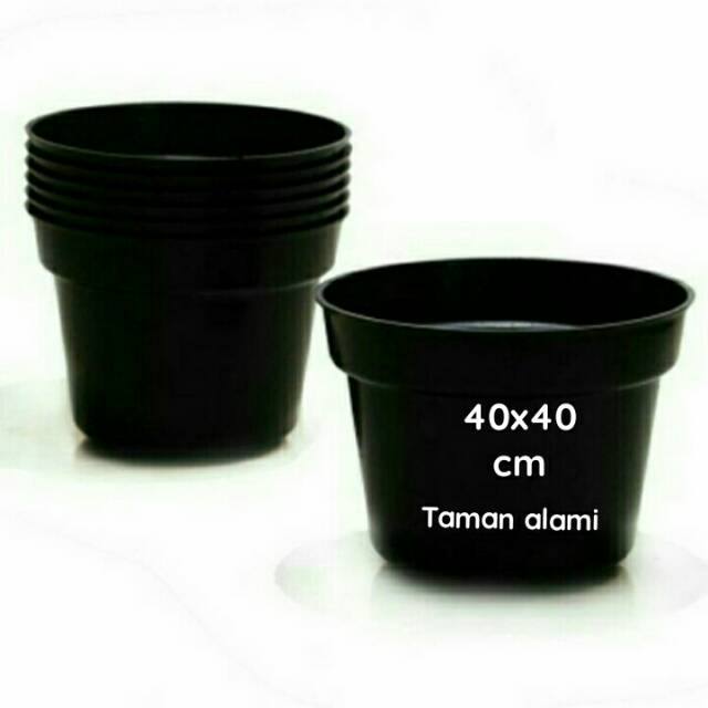 Pot tanaman hias plastik hitam 40x40 cm