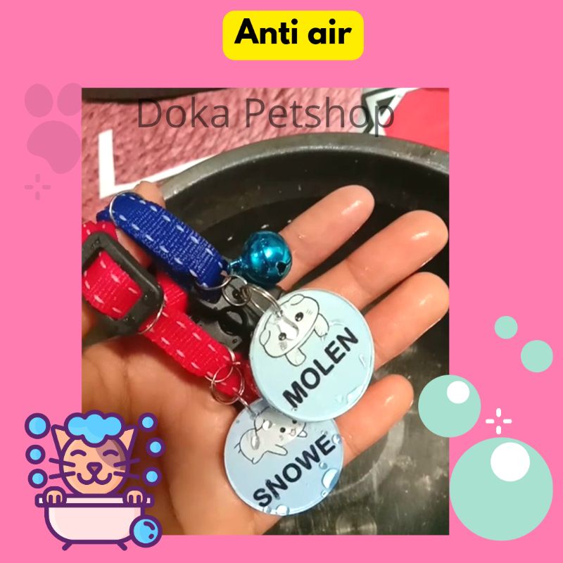 Kalung Kucing Nama Custom Lonceng Kelinci Anjing Lucu Akrilik