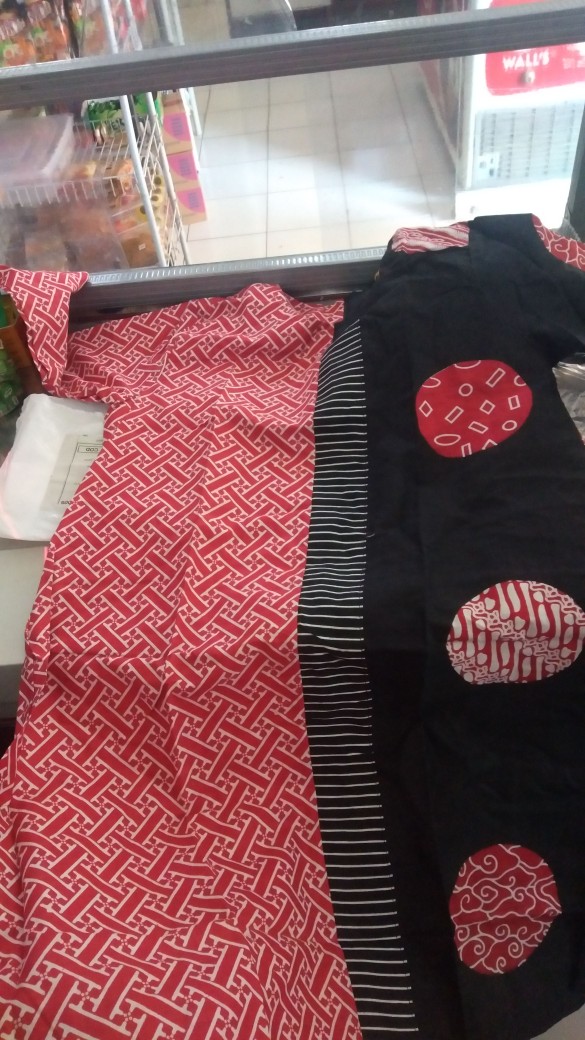 Tunik Nadine Tunic Batik Modern Seragam Kerja Kantor Wanita Murmer Cantik Keren Lucu Katun Merah