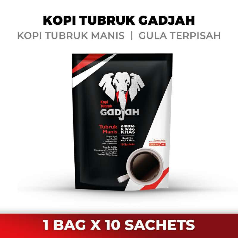 

KOPI TUBRUK GADJAH KOPI MIX KOPI + GULA BAG - 10's x @25gr