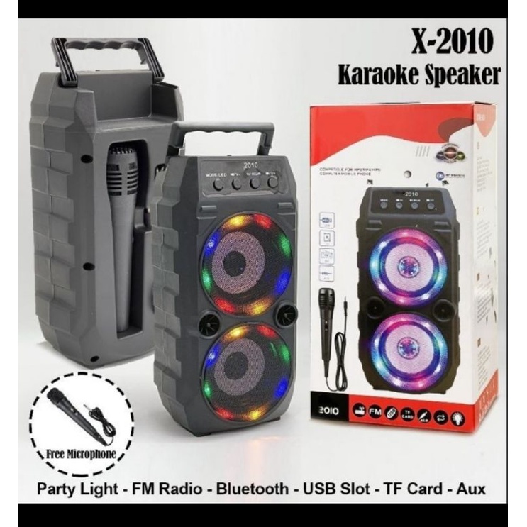 speaker karauke bluetooth portable X-2010, Salon Microphone