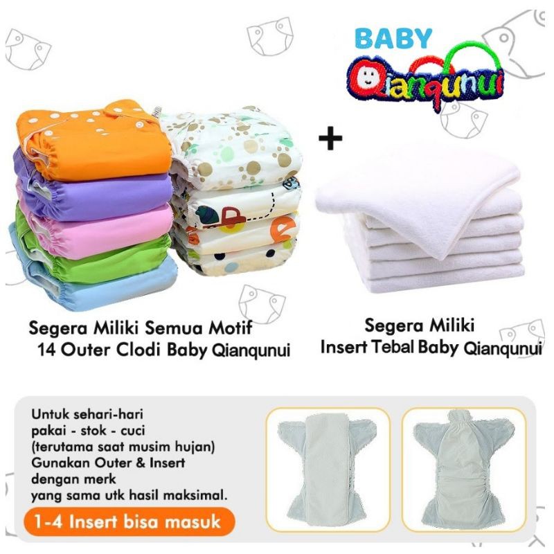 HEMAT! Free Insert Celana Bayi Popok Kain Clodi Bayi Kancing 4 Size Cuci Ulang