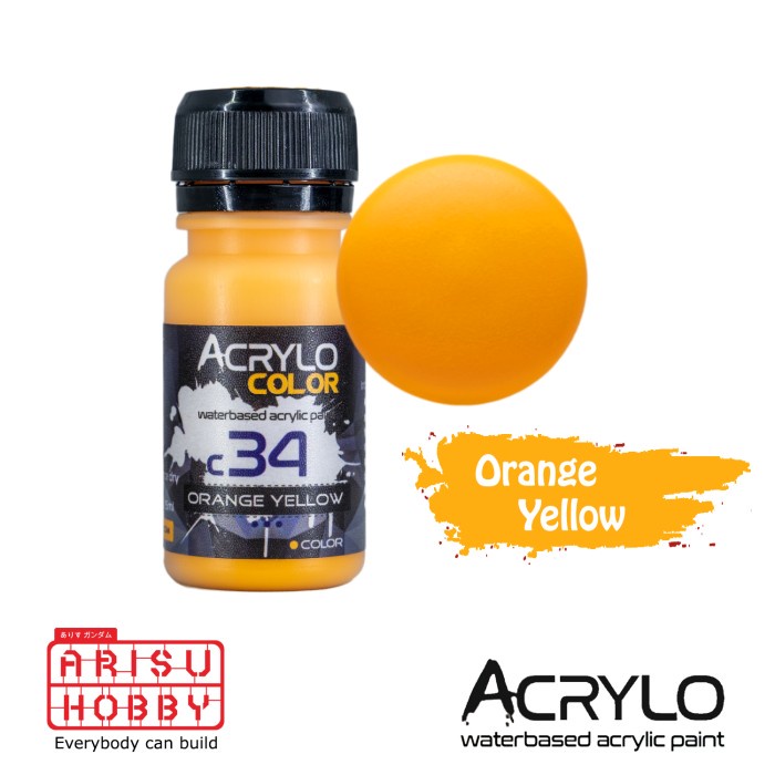 

ACRYLO COLOR RNGE YELLOW C34 WaterBased Acrylic Paint Color Cat Gundam