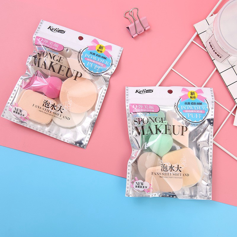 Spons Make Up Set 6 IN 1 Beauty Blender Sponge Bedak Isi 6 Pcs