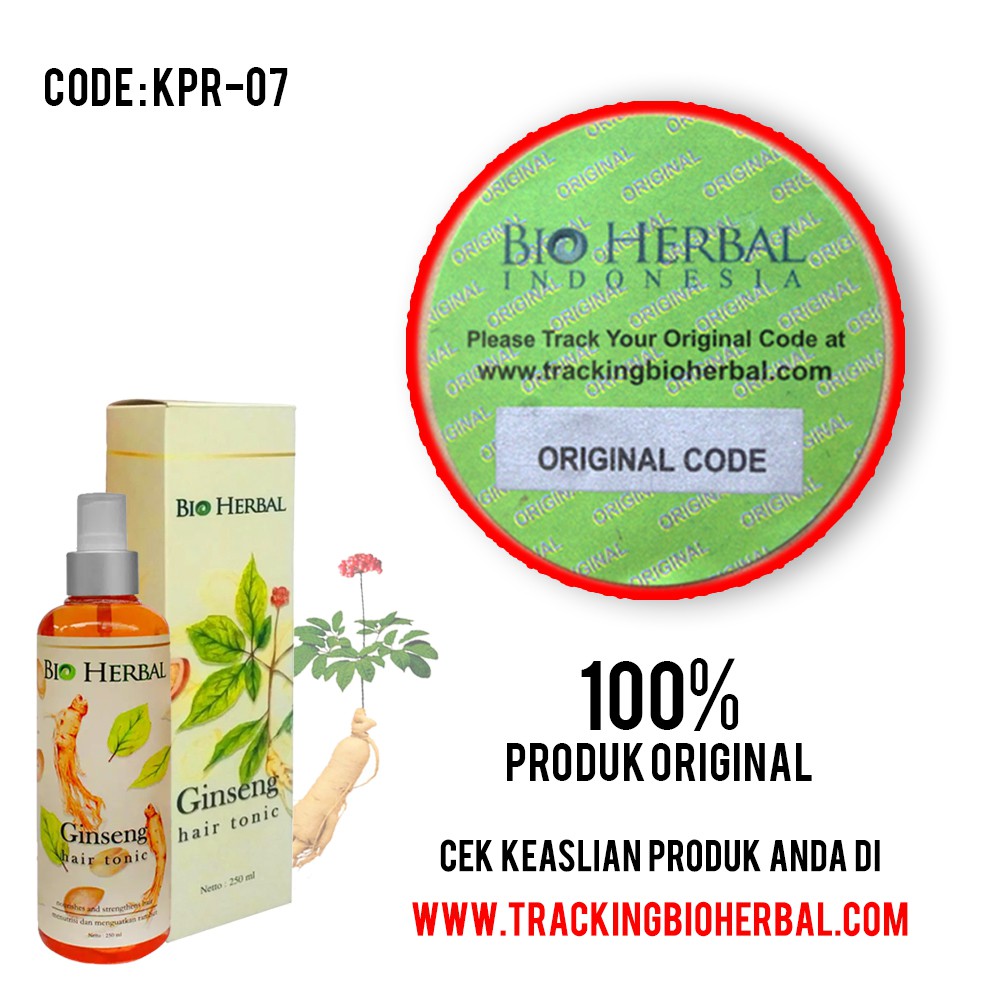 BIOHERBAL HAIR TONIC GINSENG 250 ML BPOM ORIGINAL (HAIR TONIC) KPR-07