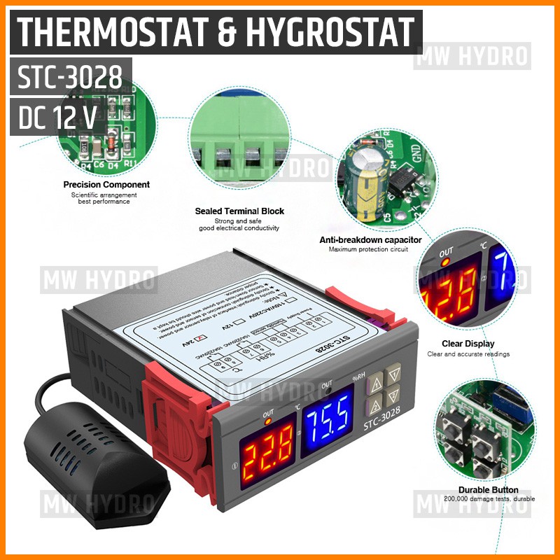 Temperature &amp; Humidity Controller, Thermostat &amp; Hygrostat, STC-3028 DC