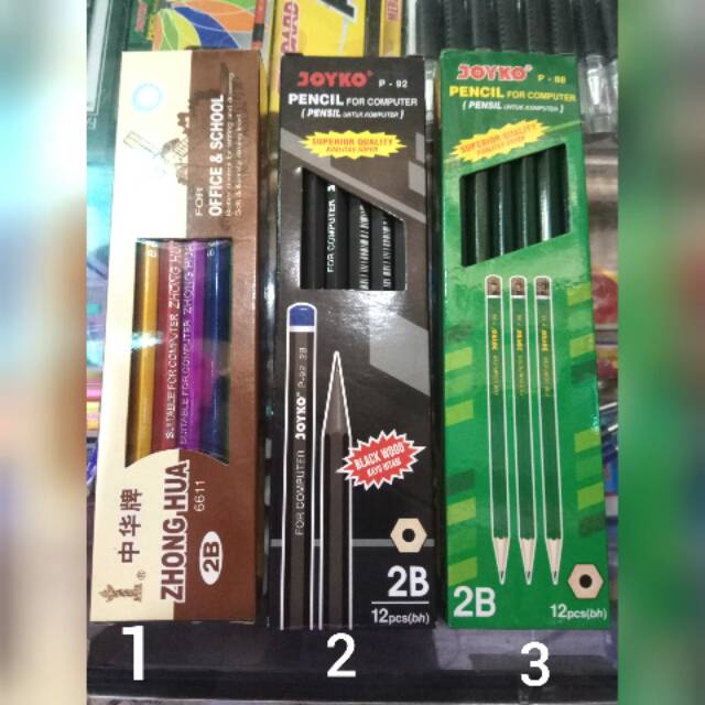 

Pensil batang 2B Joyko , pensil kayu , pensil serut ZhongHua 2b