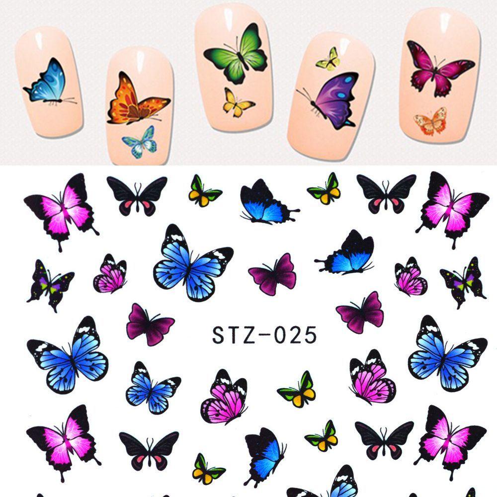 Mxbeauty Nail Art 3D Shinning 30lembar Air Decals Lucu Warna-Warni DIY Transfer Kupu-Kupu