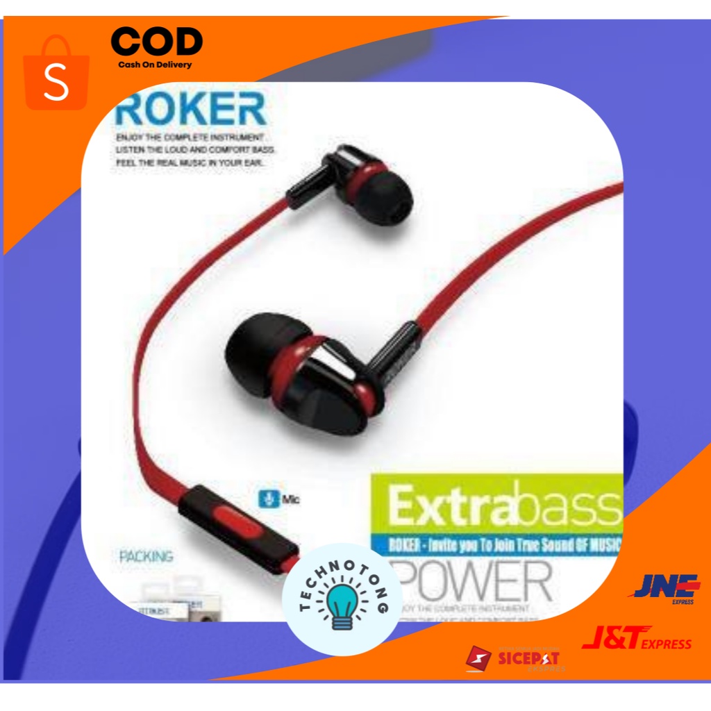 Earphone Murah Roker Extra Bass ORI Handsfree Headset Universal / Earphone Bass / Headset Bass