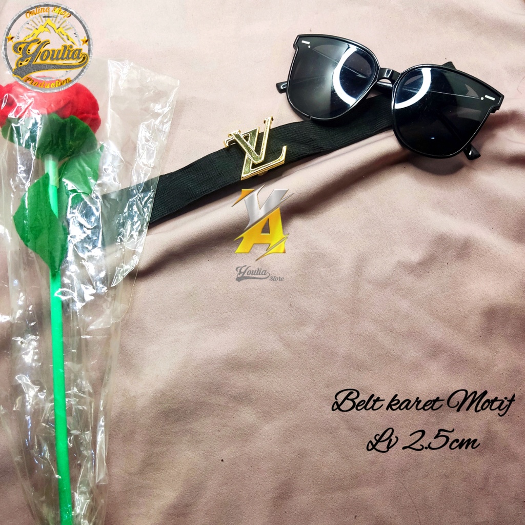 YA Belt LV | Ikat Pinggang | Gesper | Belt karet motif LV