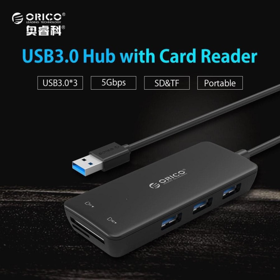 Usb hub 3.0 orico 3 port with Card reader sd tf combo 2in1 5Gbps H3TS-U3 - terminal usb3.0 3 slot