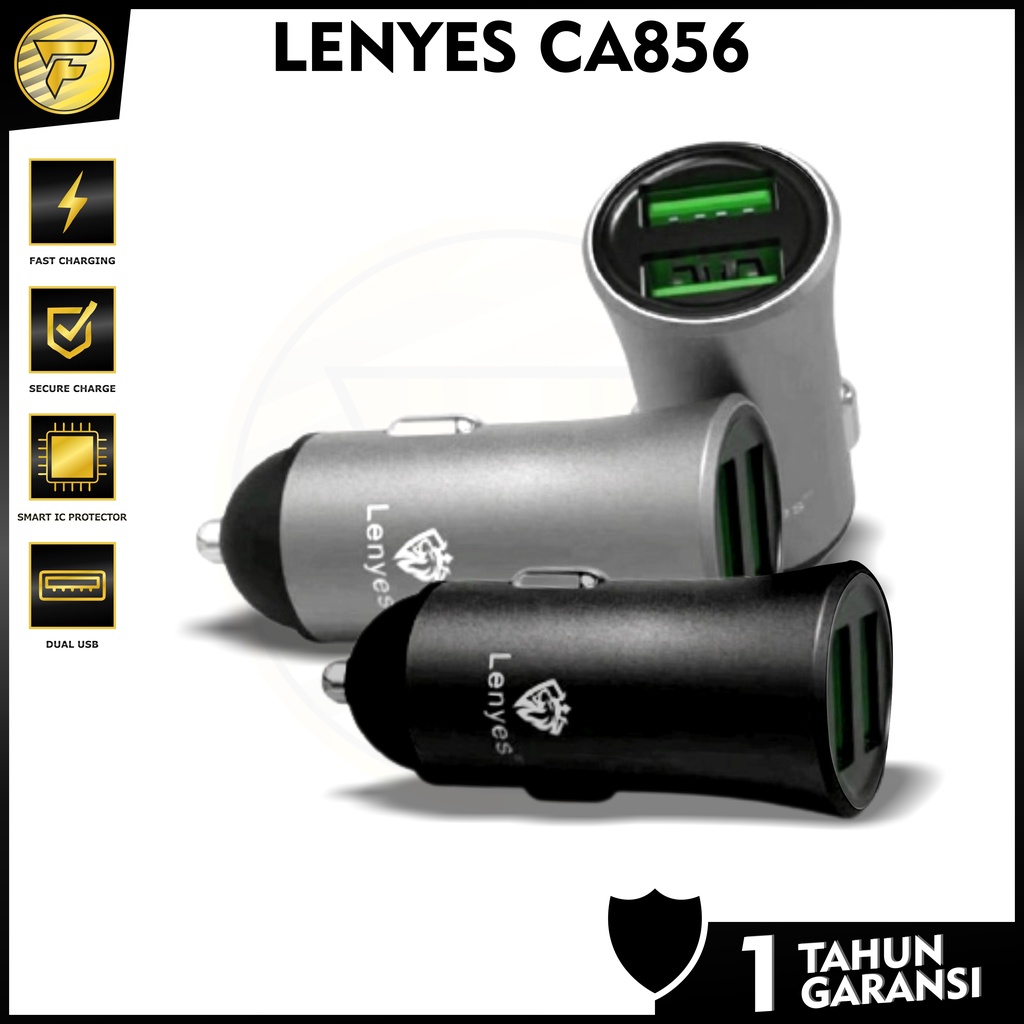 LENYES CA856 2.4A BAtok SAVER CAR Charger 2port USB adaptor Mobil cas HP original