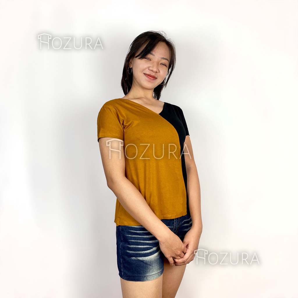 Hozura - Kaos Kombi Warna Wanita Marina - Kinan Erlinda Blouse Blouse Korea - Kayoung Blouse Atasan Wanita Korean Style Blouse Korea Kayoung Blouse Atasan Wanita Korean Style Blus Wanita Casual - Kaos Vneck Oversize Kaos Impor Wanita Jumbo Murah