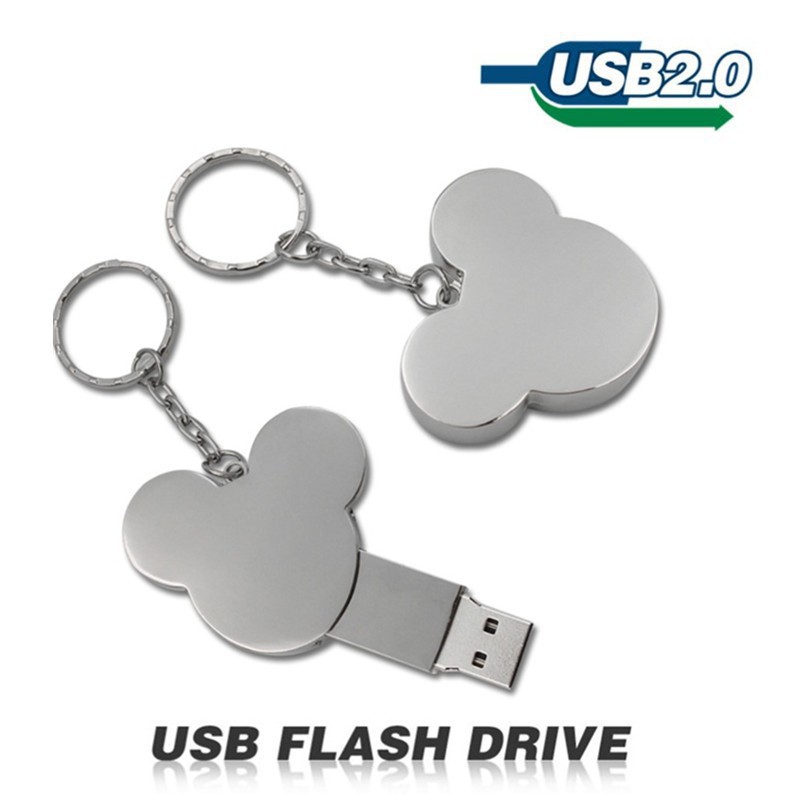 Flash Disk USB Desain Kartun Kepala Mickey Mouse Bahan Metal Kapasitas 1TB