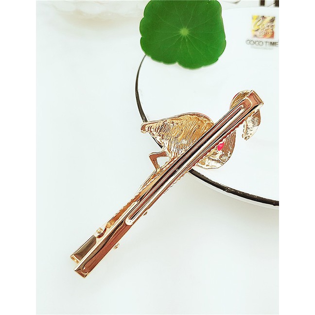 LRC Jepit Rambut Fashion Gold Alloy Flamingo Hairpin F62042