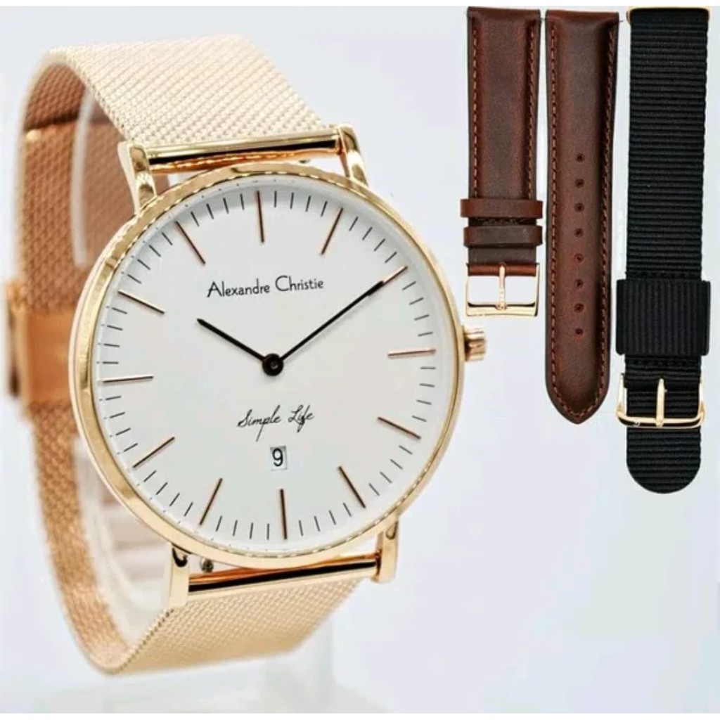 jam tangan pria alexandre christie AC 8566 Rosegold Original