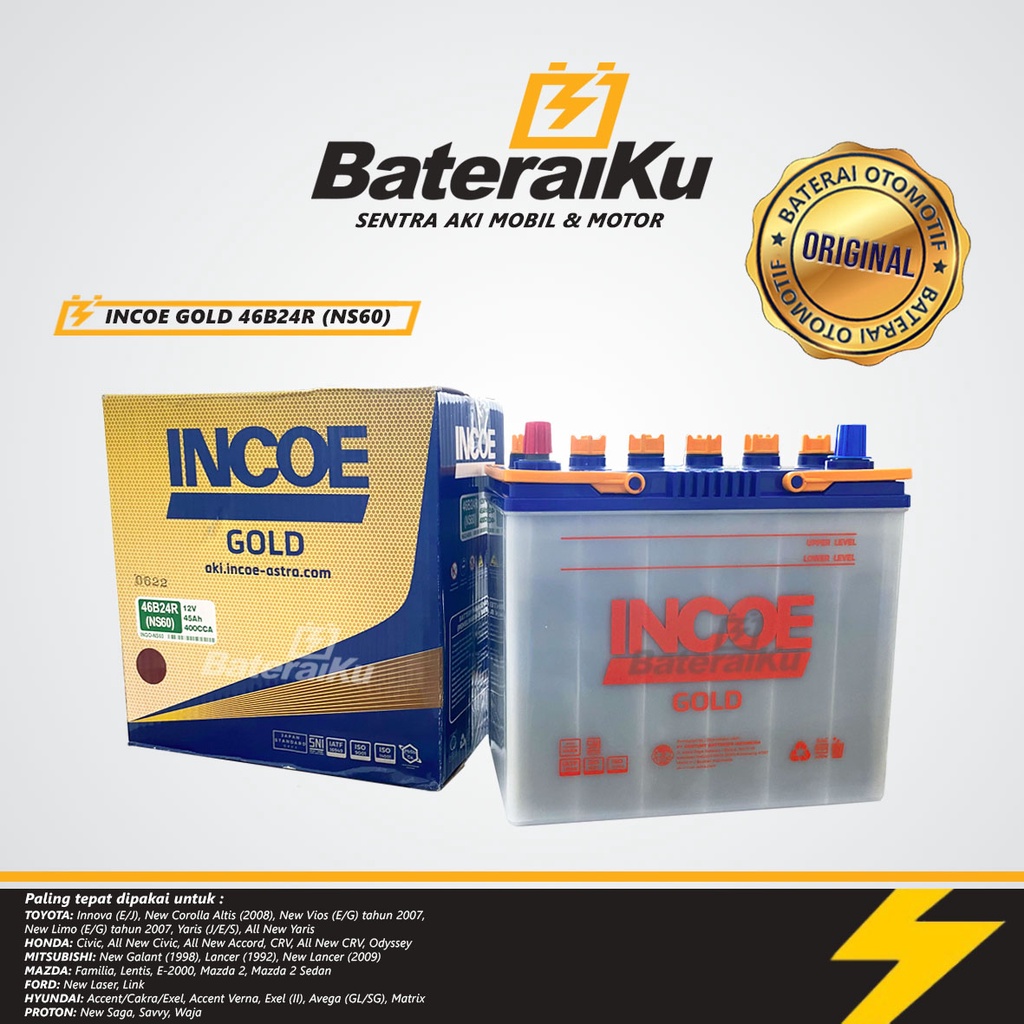 Aki Incoe Gold NS60 Aki Basah Aki Mobil Avanza, Apv, Xenia, Terios, Rush, Carry