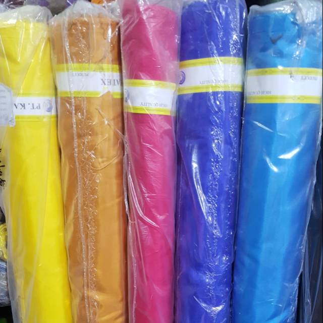 Kain satin abutai kahatex tinggi 150cm. Isi 50yard