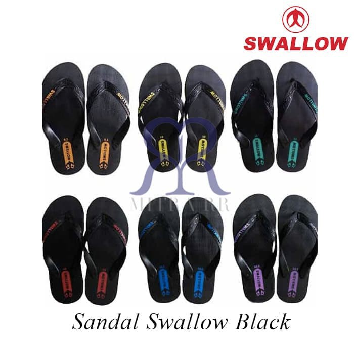 MitraRR Sandal  Jepit Swallow  Black Pearl Hitam Sendal 