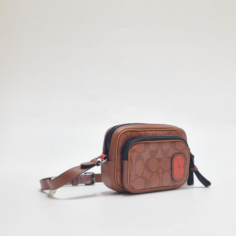 COACH 1217 MINI EDGE DOUBLE POUCH XBODY REDWOOD MULTI 16x10x5