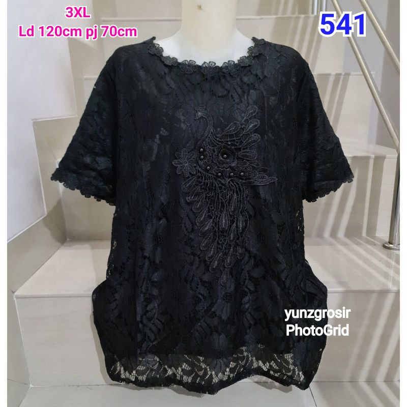 Blouse Brukat Tangan Pendek Putih dan Warna Jumbo XL, 2XL, 3XL-4