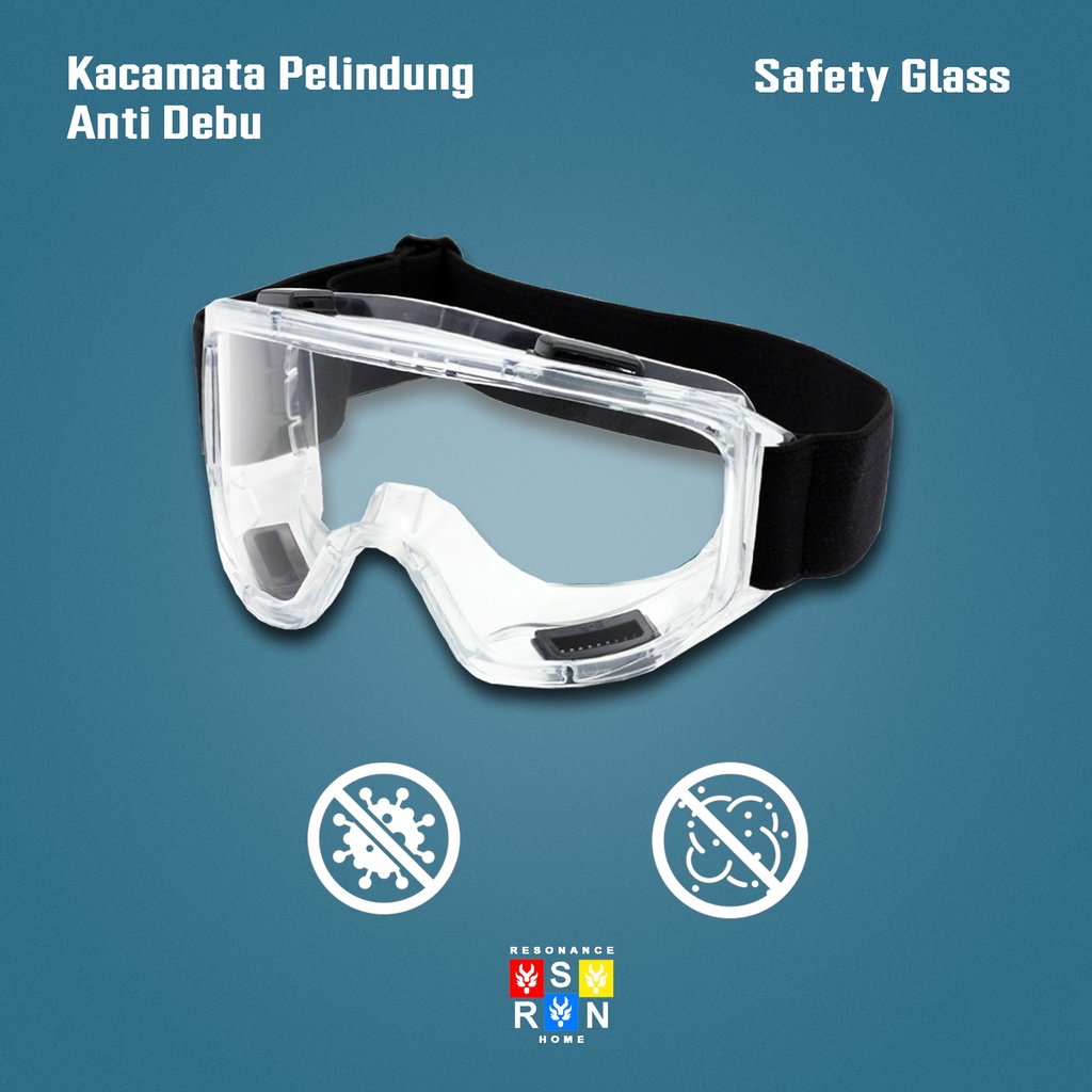 Kacamata Medis Anti Virus Pelindung Debu Safety Glass Clear Resonance Home