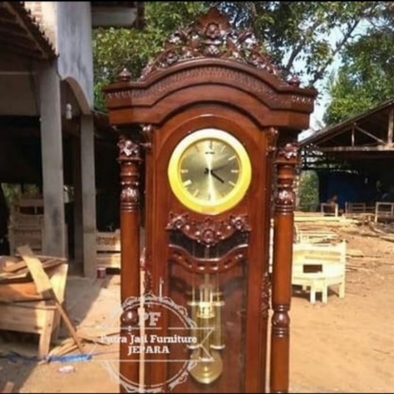 Jam hias masjid ukir Jepara kayu jati mebel murah