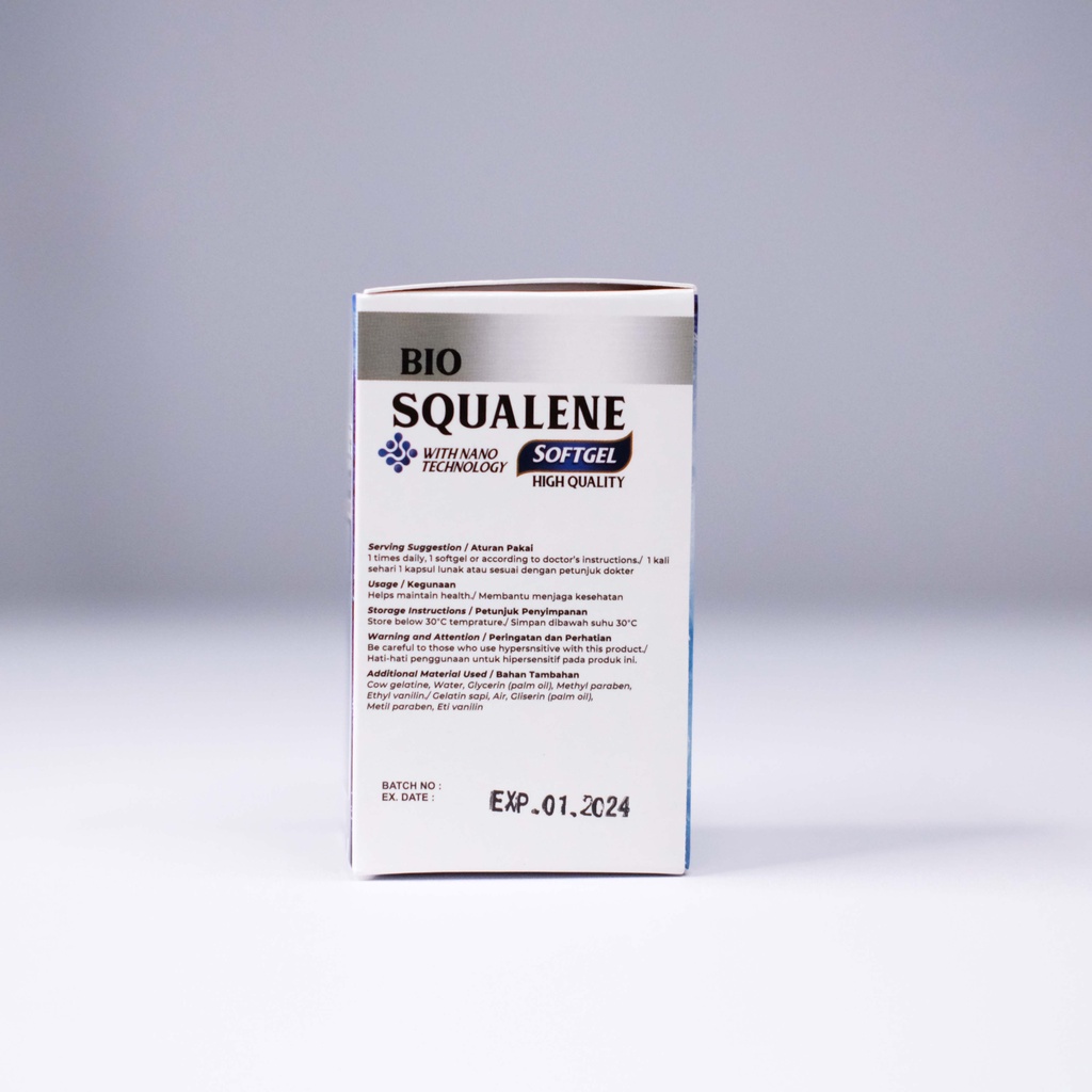 Obat Penurun Kadar Kolesterol Tinggi Bio Squalene Softgel High Quality With Nano Technology