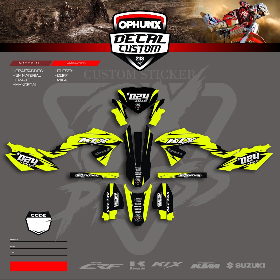 Stiker Decal Kawasaki Untuk KLX 150 BF KLX GORDON KLX DTRACKER KLX (5)